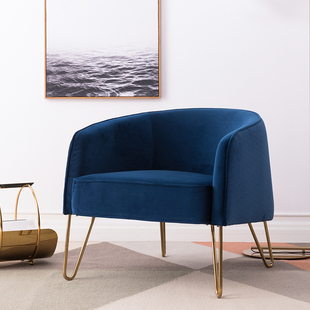宝石 宽享家居 特丽宝石蓝休闲小沙发/单人椅 意式简约家具