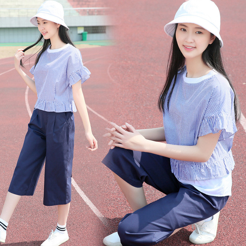13十14少女装15周岁16初中学生17休闲t恤夏季阔腿裤两件套装衣服