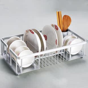 太空铝沥水架 碗碟架 移动碗架 厨房置物架收纳架 多功能筷子筒架