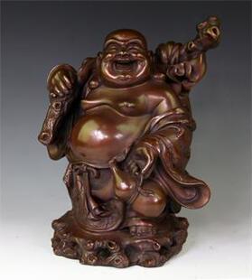 元宝 创意摆件 笑佛 紫铜背黄金袋 弥勒佛摆件 元宝吸财 聚财[预定]