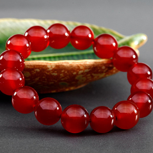 佛珠 包邮 男士一对南红手串 天然红玛瑙手链女石榴石水晶情侣佛珠