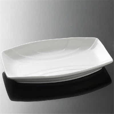 【天天特价】批发陶瓷白色热菜盘汤盘子长方形蒸鱼盘家用酒店餐具