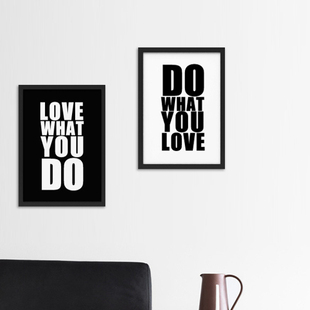 做你所爱 黑白装饰画室内小资英文字母励志 soho办公背景墙画