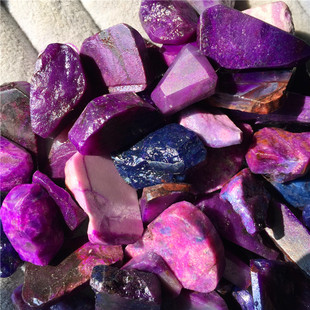 原料 纯天然舒俱来原石 戒面苏纪石原石原料批发 皇家紫樱花粉原石