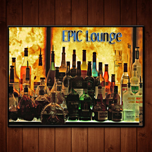 酒吧装饰画ktv复古有框画名酒壁画个性创意挂画怀旧海报
