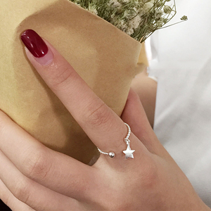 欢乐颂曲筱绡同款戒指银星星开口简约甜美食指指环日韩女学生韩版