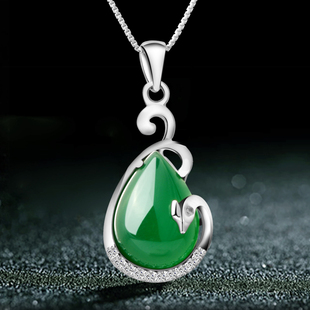 ziozia s925银绿玉髓凤凰锁骨项链女 短款吊坠配饰品教师节礼物