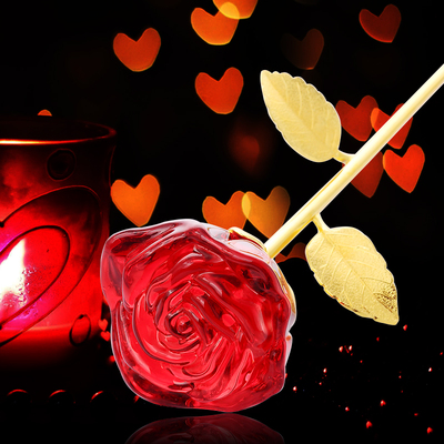 水晶玫瑰花 创意七夕情人节礼物送女友 结婚纪念日礼品送老婆摆件