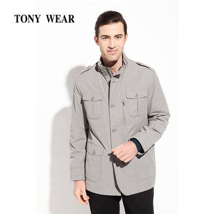tony wear/汤尼威尔春秋季商务休闲男士细格短夹克长袖外套包邮_7折