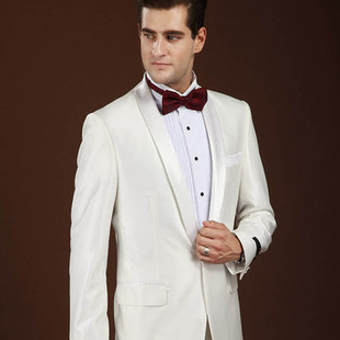 宴会 贵族绅士西服套装主持人宴会婚服亮白 高档结婚礼服欧美男士西装