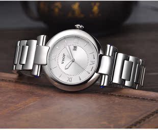 女表vsop品质手表蓝宝石女士石英表 防水防刮 时尚潮流钢带女表腕表