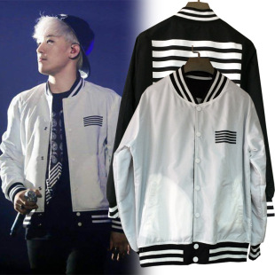 bigbang权志龙陈冠希薛之谦同款黑白棒球服夹克gd演唱会潮牌外套