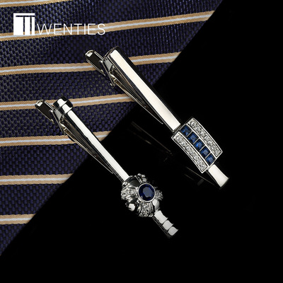 ttwenties深海蓝色宝石领带夹 高档男士领夹简约韩版商务 礼盒装