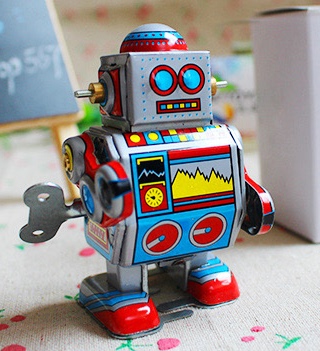 mini小号机器人铁皮玩具 80后儿童童年怀旧复古 国货益智发条
