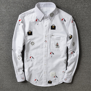 刺绣 潮又好看 时尚商务男士长袖衬衫 高密度刺绣图案设计