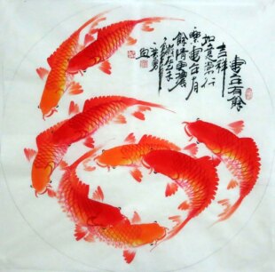 名家真迹字画客厅装饰画三尺斗方国画花鸟画《年年有余》x01原稿