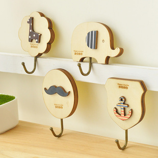 面包城堡 粘贴型 bf创意家居用品 木质毛巾衣物 可爱动物卡通挂钩