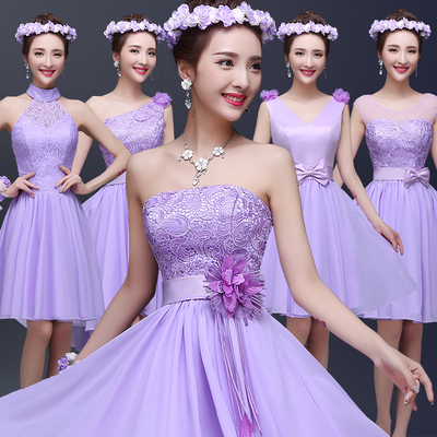 伴娘礼服2015新款紫色晚礼服伴娘裙新娘婚礼宴会晚装春夏伴娘团