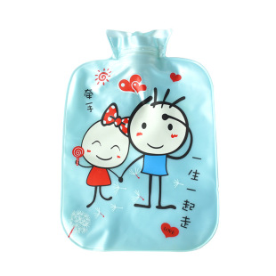 卡通珠光pvc热水袋注水暖手宝加水印花大中小号暖水袋 柠檬家居