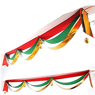 圣诞装饰品 植绒波浪旗 吊旗挂旗波浪旗 圣诞节场景装饰 节日布置