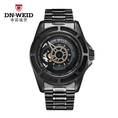 帝诺威登时尚潮流男士钢带防水大表盘镂空男表机械表运动机械手表