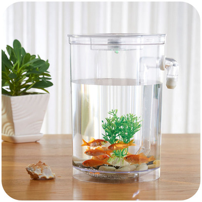居家家 鱼缸水族箱办公室迷你小型鱼缸 生态金鱼水龟缸造景套餐