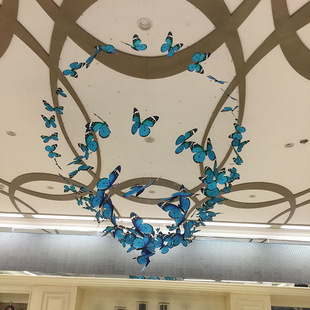1米超大仿真蝴蝶中庭悬挂蝴蝶美陈蝴蝶道具商场装饰蝴蝶婚庆用品