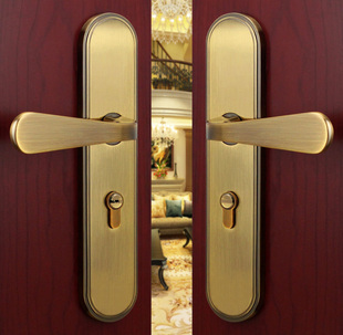 门锁 实木对开双开欧式双扇办公室仿古铜 门锁室内现代锁大门简约静音