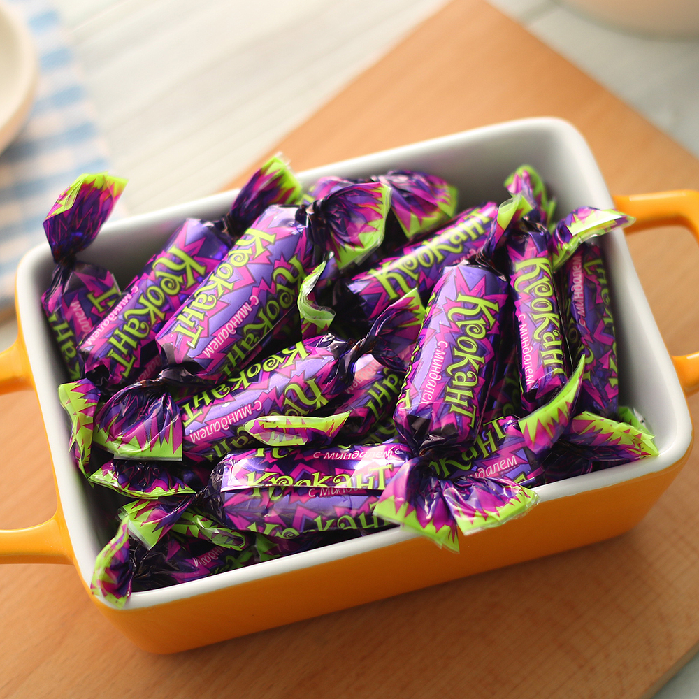 俄罗斯进口零食糖果kpokaht紫皮糖巧克力年货零食婚庆喜糖500g