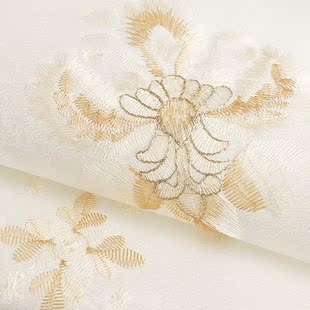 刺绣 简约无缝墙布 客厅卧室书房电视背景墙 欧式大花立体刺绣3d壁布