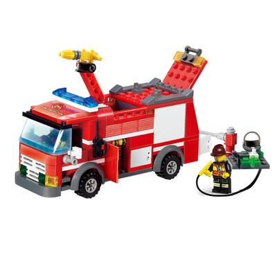 消防车模型 益智积木儿童玩具拼插 男孩拼装玩具 城市系列5-8岁