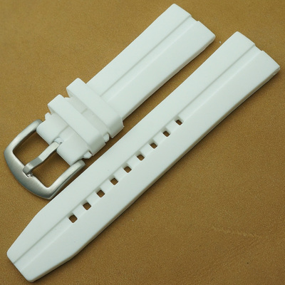 迈刻时清晰优雅硅胶表带22mm 24mm白色通用高级品牌表硅胶手表链