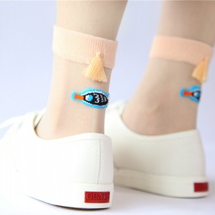 流苏studio欧洲站潮牌同款全手工皮质流苏高筒袜美腿袜堆堆袜子 kiki