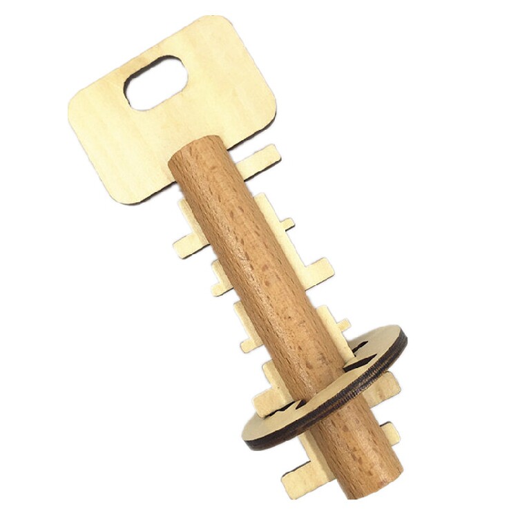 新奇特创意益智玩具 钥匙锁 智力木质拆装游戏 解锁 孔明锁鲁班锁