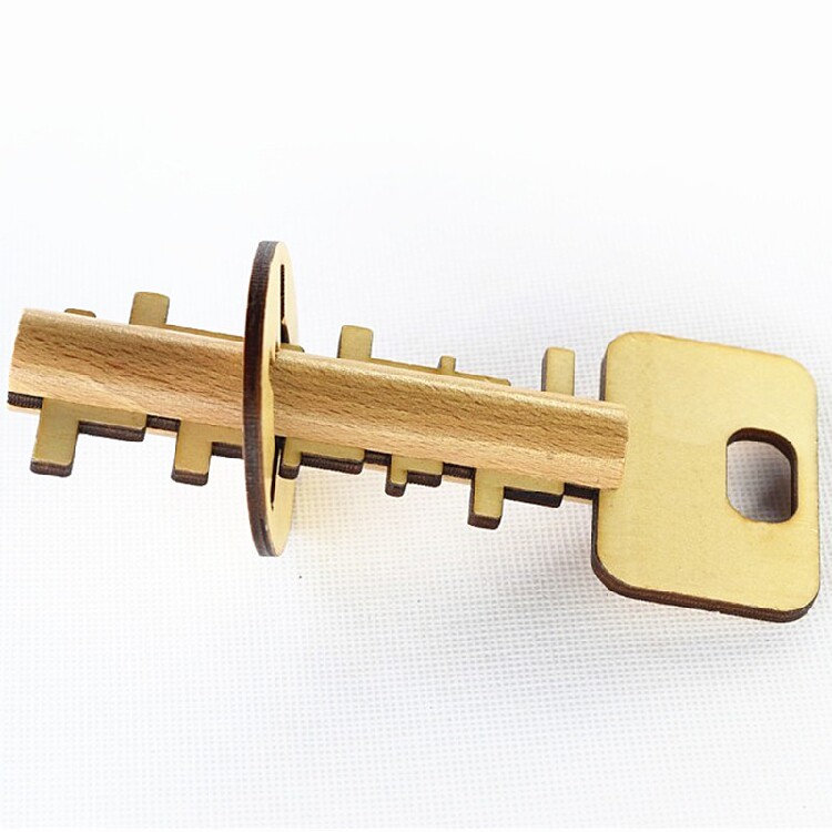 新奇特创意益智玩具 钥匙锁 智力木质拆装游戏 解锁 孔明锁鲁班锁