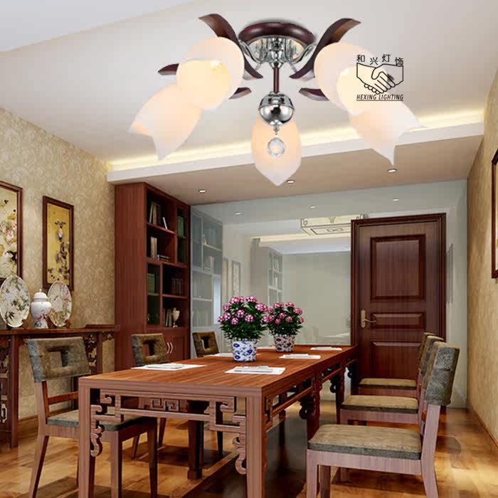 和兴灯饰灯具双叶客厅灯吸顶灯厂家实木家装主材现代灯华丰家具