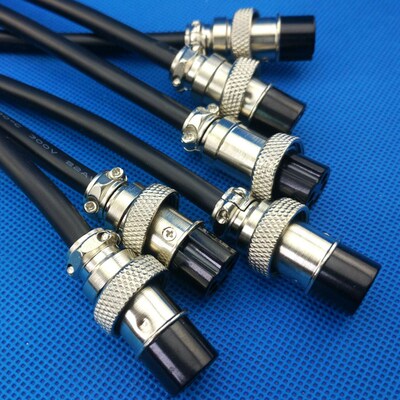 gx16-2p航空头连接线 2芯航空插头公母舞台设备灯光端子连接线束