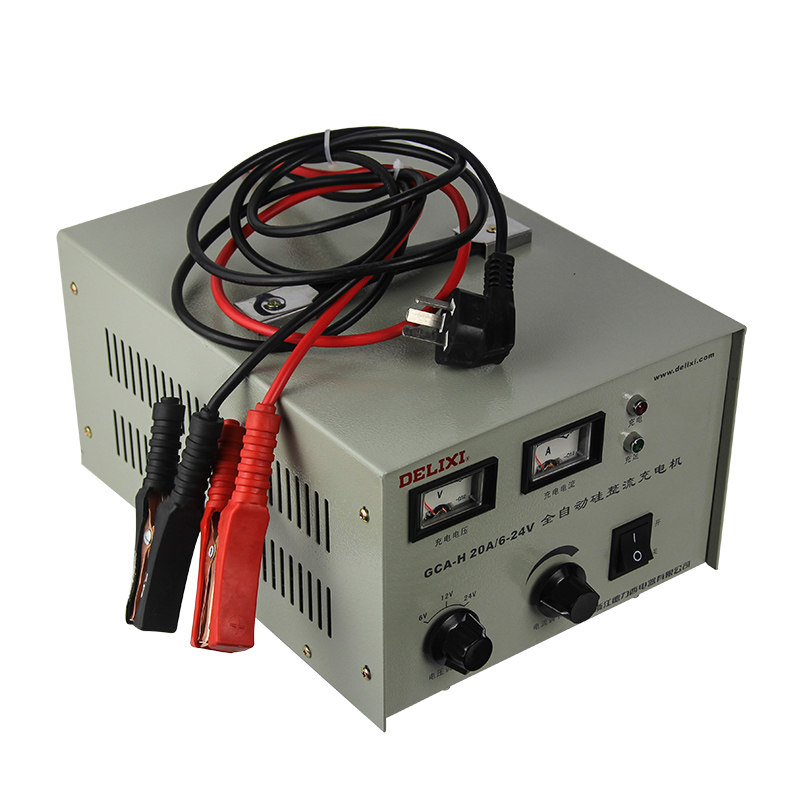 德力西电瓶充电器20a 直流充电机6v 12v 24v三档可调硅整流充电机