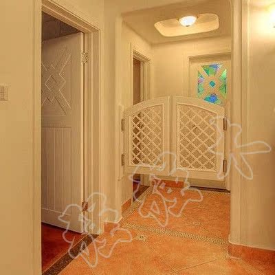 美式田园风格玄关门网格牛仔门自由门半腰门酒吧门栅栏门实木定制