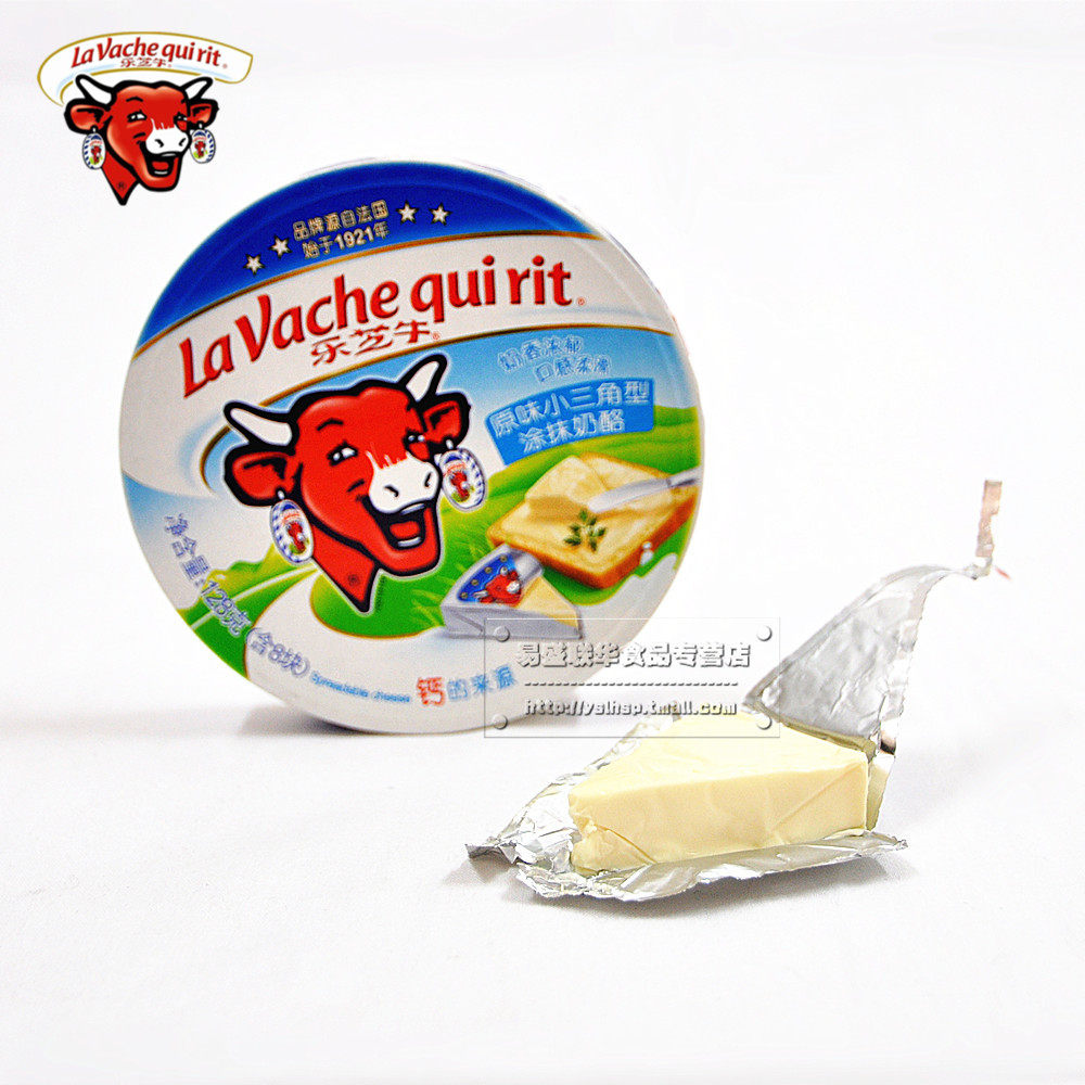 乐芝牛奶酪笑牛圆盒小三角原味8粒涂抹芝士进口儿童高钙奶酪辅食