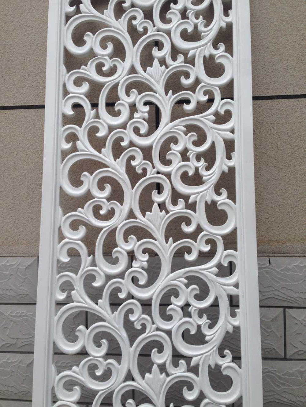 东阳木雕 欧式白色祥云 隔断屏风玄关 镂空板雕花板 通花板 实木