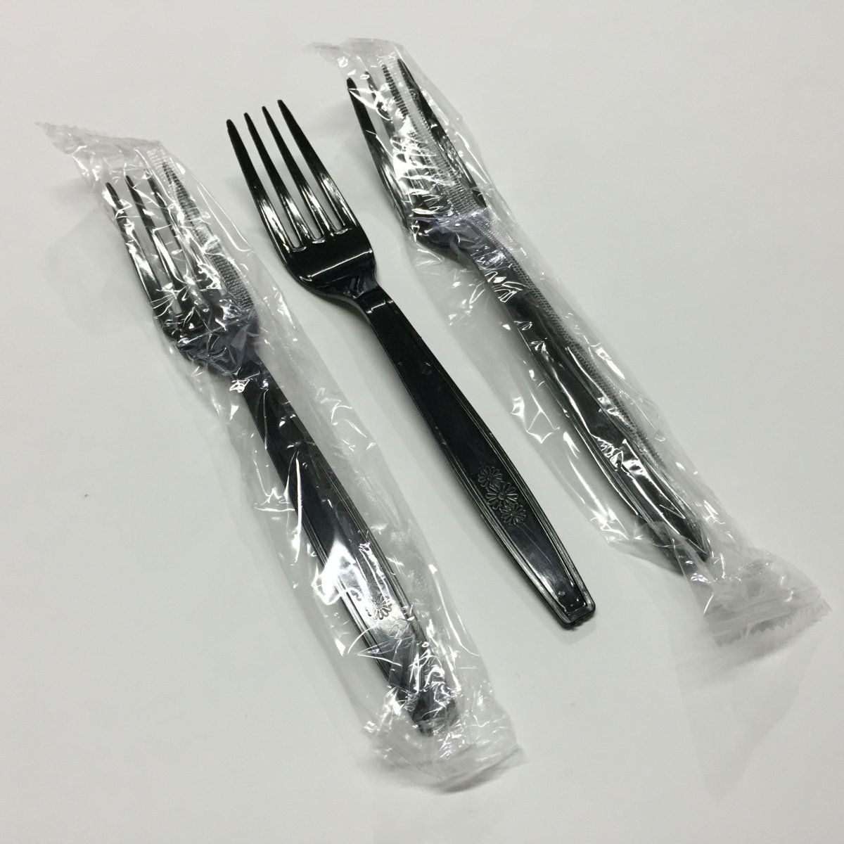 加厚独立包装一次性透明叉子西餐叉 一次性叉7寸塑料叉100