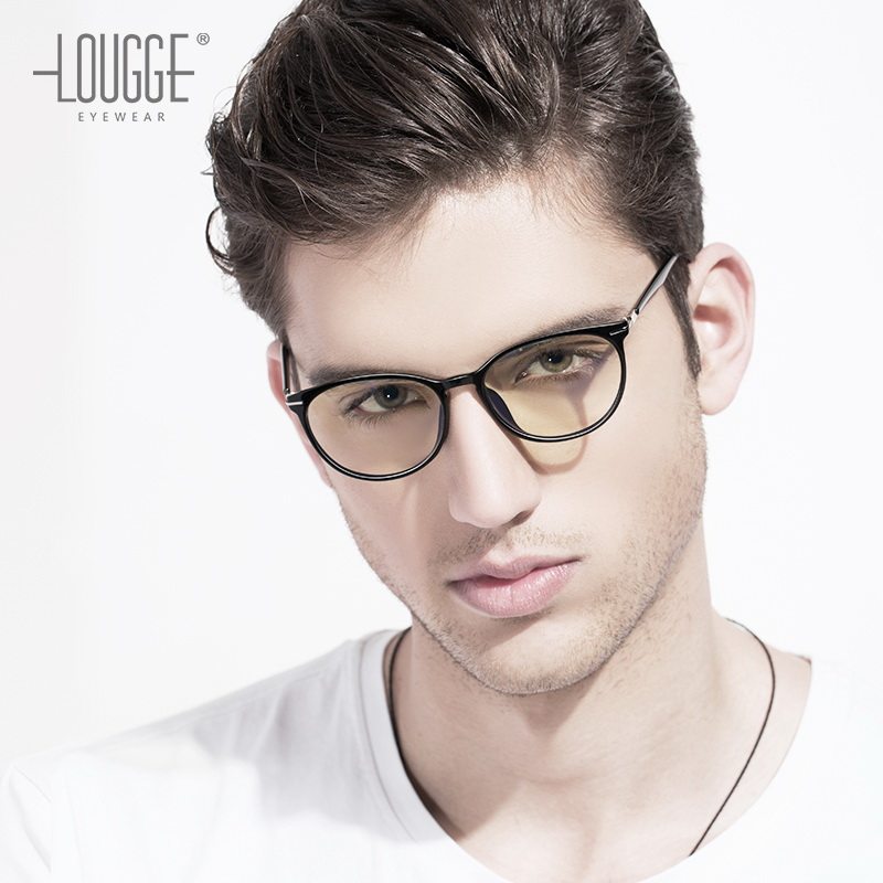 lougge巴西璐歌防辐射眼镜女男圆框护目镜电脑复古近视防蓝光眼镜