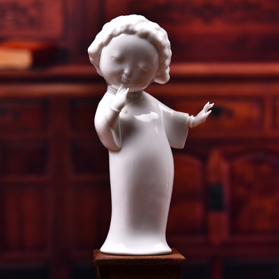民国旗袍美女像白瓷雕塑工艺品陶瓷器家居客厅装饰卧室书房摆件