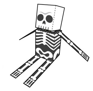 骷髅人纸模型 纸片纸盒人 幼儿园小学儿童手工课作业 diy纸模型