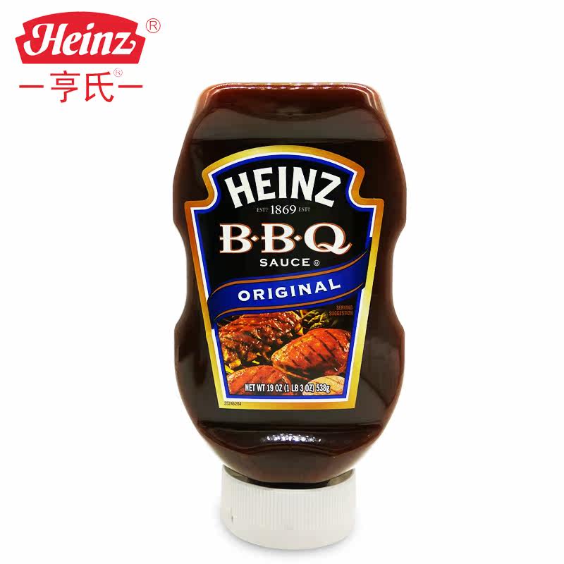 进口亨氏bbq烤肉酱美国烧烤酱肉类烧烤汁牛排酱西餐调味酱料538g