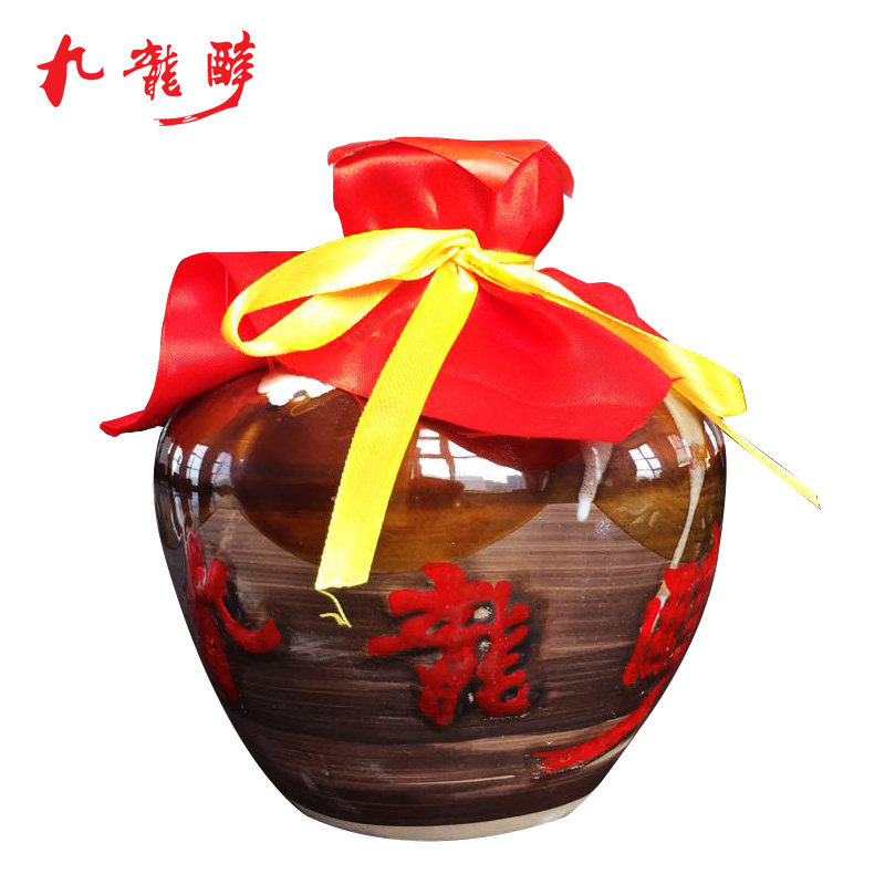 浓香型42度粮食坛装白酒九龙醉500ml买5送1礼盒装整箱特价包邮