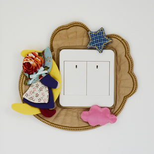 保护套 新品 灯开关贴 精品布艺开关套 插座保护套(月亮女孩)