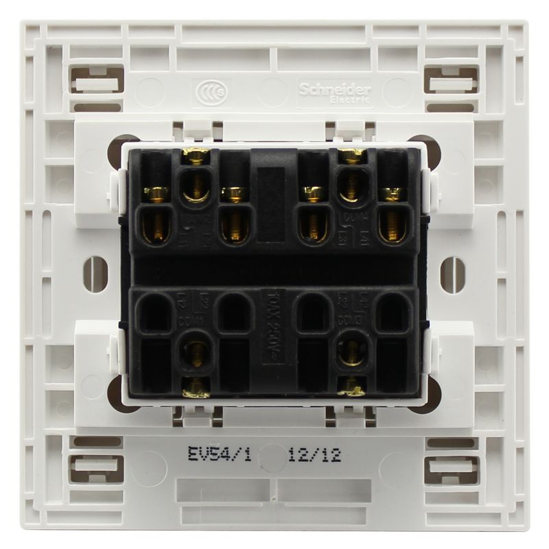 施耐德开关插座如意系列 四位四联四开双控ev54 86型面板 雅白