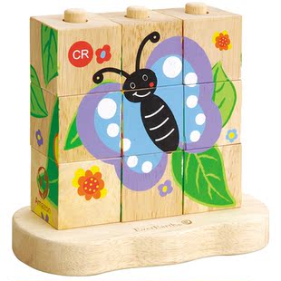 拼图everearth 大颗粒积木玩具儿童木制宝宝1-2岁益智 亚马逊六面拼图